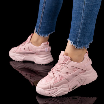 Pantofi sport dama cu talpa groasa roz MOD09619, 3, modlet.ro