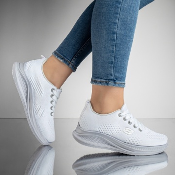 Pantofi sport dama din material textil albi MOD13185, 2, modlet.ro