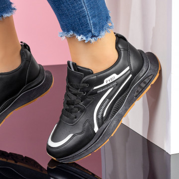 Pantofi sport dama negri cu alb MOD07878, 4, modlet.ro