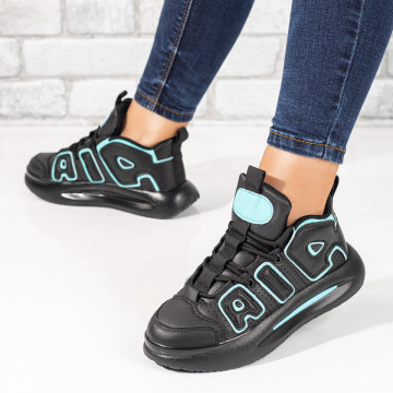 Pantofi sport dama negri cu albastru si siret MOD10046, 2, modlet.ro