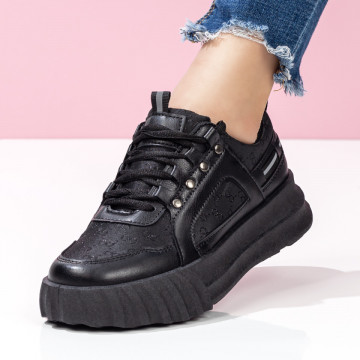 Pantofi sport dama negri cu siret MOD05857, 3, modlet.ro