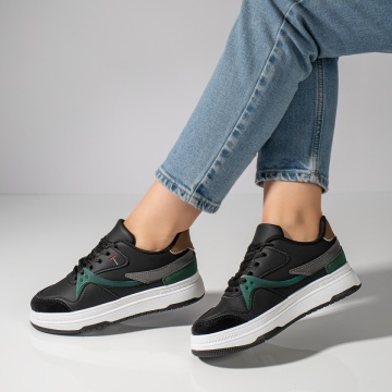 Pantofi sport dama negri cu verde MOD11780, 3, modlet.ro