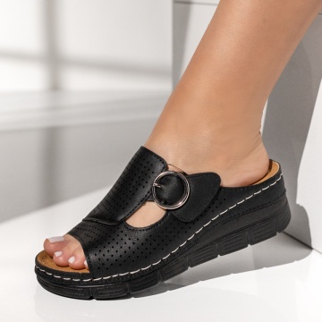 Papuci casual dama cu platforma si perforatii negri LIA14, 2, modlet.ro