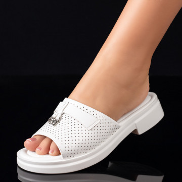 Papuci casual dama cu talpa joasa albi MOD09028, 1, modlet.ro
