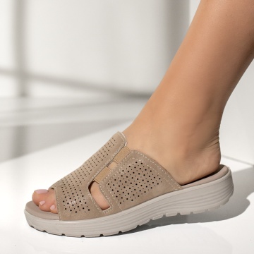 Papuci casual dama cu talpa joasa si perforatii bej EVA42, 2, modlet.ro