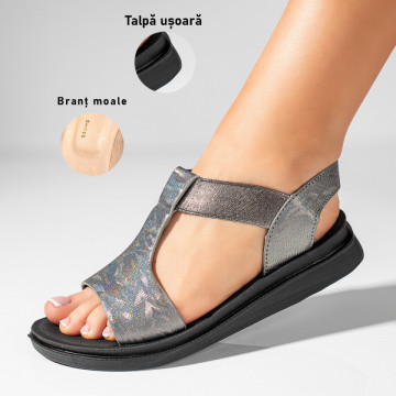 Sandale cu talpa joasa gri MOD11317, 3, modlet.ro
