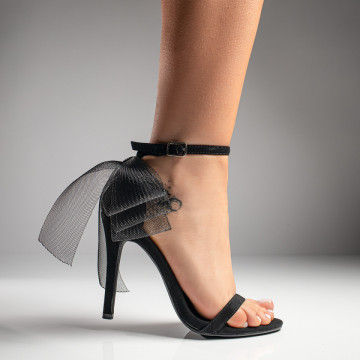 Sandale cu toc dama negre suede si funda MOD08970, 1, modlet.ro