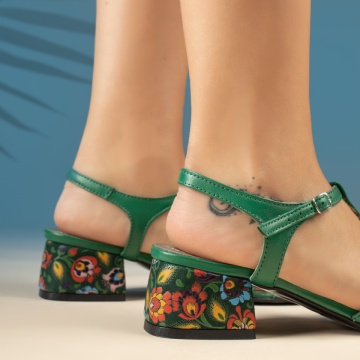 Sandale cu toc gros si bareta verzi din Piele naturala MOD13963, 4, modlet.ro