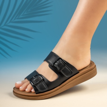 Sandale dama cu catarama negre ZEF13576, 2, zeforia.ro