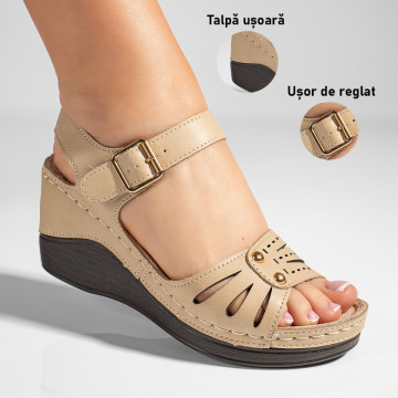 Sandale dama cu platforma bej MOD04631, 3, modlet.ro