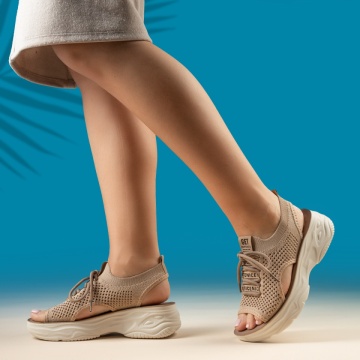 Sandale cu platforma, Sandale dama cu platforma khaki EVA58, modlet.ro