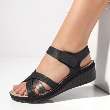 Sandale dama cu platforma negre EVA52, 1, modlet.ro