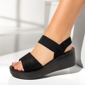 CUPON, Sandale dama cu platforma negru suede MIA2, modlet.ro