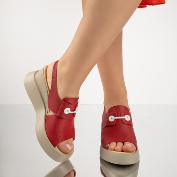 Sandale dama cu platforma rosu inchis din Piele naturala ZEF08901, 4, zeforia.ro