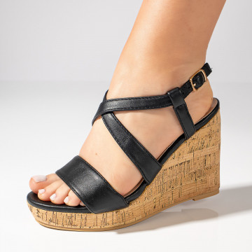 Sandale dama cu platforma si bareta negre MOD11500, 1, modlet.ro