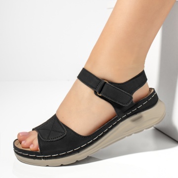 Sandale dama cu platforma si inchidere cu scai negre MOD13389, 2, modlet.ro