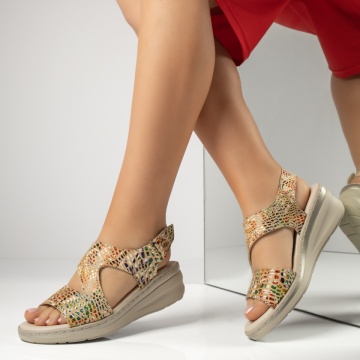 Sandale dama cu platforma si print bej MOD13691, 2, modlet.ro