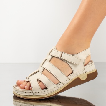 Sandale dama cu platforma si scai bej din Piele naturala ZEF13637, 3, zeforia.ro