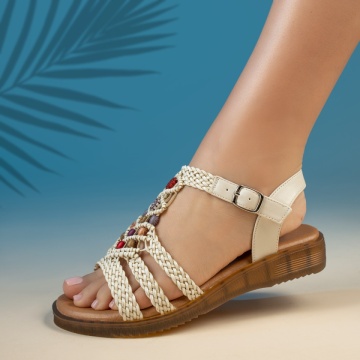 Sandale dama cu talpa joasa albe MOD11479, 3, modlet.ro