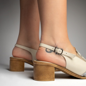 Sandale dama cu toc si model floral bej din Piele naturala ZEF13429, 2, zeforia.ro