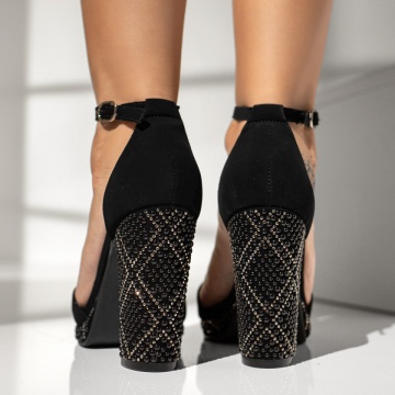 Sandale dama cu toc si platforma negru suede MOD13817, 2, modlet.ro