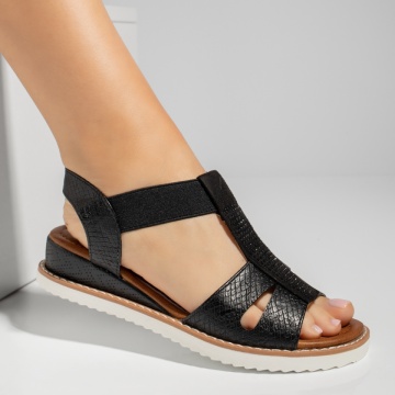 Sandale dama negre cu bareta elastica si platforma MOD04792, 3, modlet.ro
