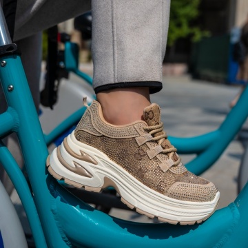 Sneakers dama cu talpa groasa khaki MOD13946, 3, modlet.ro
