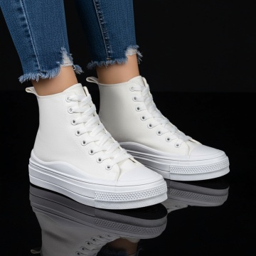 Tenisi dama, Tenisi dama cu talpa groasa albi MOD07978, modlet.ro