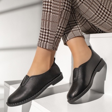 Balerini si Mocasini Dama, Balerini dama cu perforatii negri IRIS38, modlet.ro