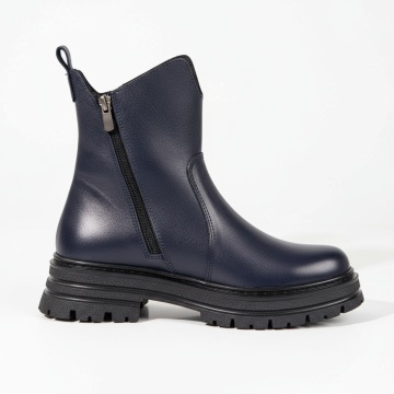 Bocanci dama cu fermoar albastri din Piele naturala MOD10459, 2, modlet.ro