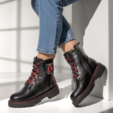 Bocanci negri cu fermoar si accesorii dama MOD07165, 2, modlet.ro