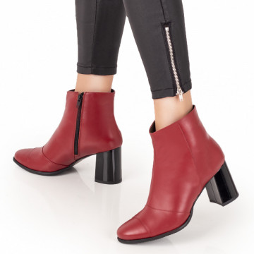 Botine cu toc dama visinii din Piele naturala MOD07544, 2, modlet.ro