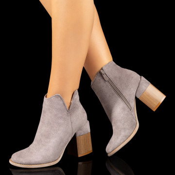 Botine dama cu toc gros gri suede MOD10382, 3, modlet.ro