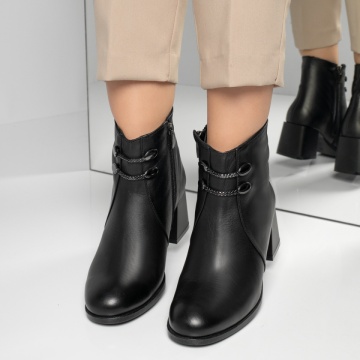 Botine dama cu toc gros negre din Piele Naturala MOD12516, 3, modlet.ro
