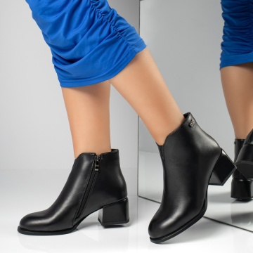 Botine dama cu toc gros negre MOD12645, 1, modlet.ro