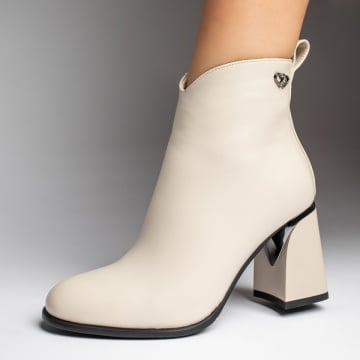 Botine dama cu toc gros si strasuri bej ZEF12389, 1, zeforia.ro