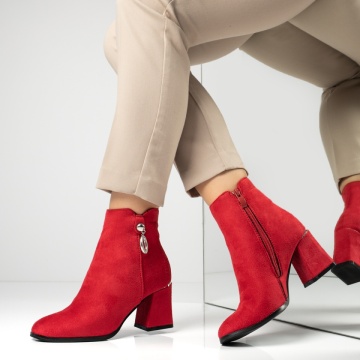Botine dama cu toc rosu suede MOD07135