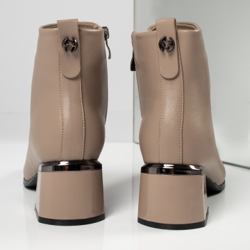 Botine dama cu toc si fermoar bej MOD12598, 4, modlet.ro