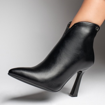 Botine dama cu toc subtire si fermoar negre ZEF12384, 1, zeforia.ro
