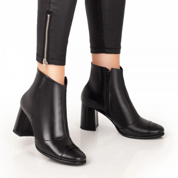 Botine dama negre cu toc din Piele naturala MOD07544, 4, modlet.ro