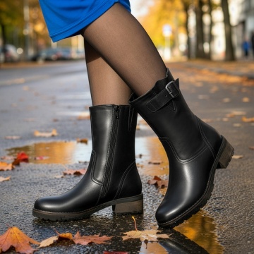 Cizme dama cu fermoar negre din Piele naturala MOD05616, 4, modlet.ro