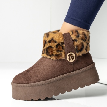 Cizme dama cu talpa groasa maro suede MOD14115, 3, modlet.ro