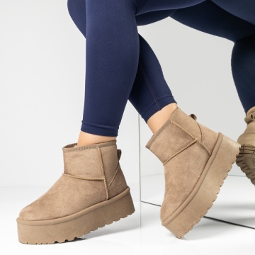 Cizme dama cu talpa groasa si imprimeu tip oog khaki suede NINA9