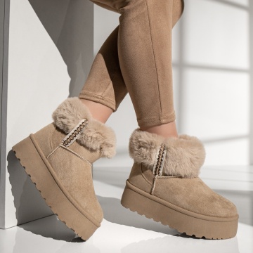 Cizme dama cu talpa groasa tip UG bej suede MOD12836, 3, modlet.ro