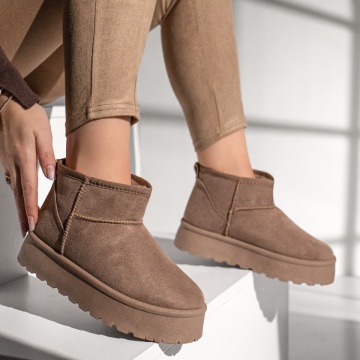 Cizme dama cu talpa groasa tip UG khaki suede MOD12790, 3, modlet.ro