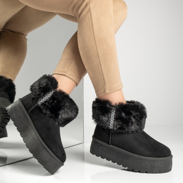 Cizme dama cu talpa groasa tip UG negru suede MOD12836, 4, modlet.ro