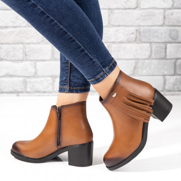 Cizme dama cu toc si franjuri maro din Piele naturala MOD05645, 2, modlet.ro