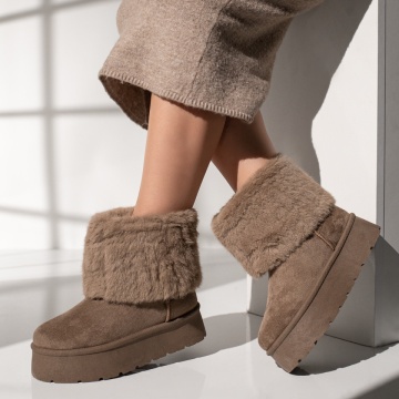 Cizme dama khaki suede tip UG MOD12406, 2, modlet.ro
