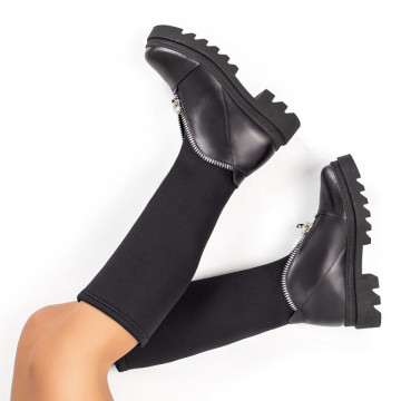 Cizme dama negre cu talpa groasa din Piele naturala MOD07355, 3, modlet.ro