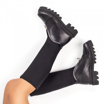 Cizme dama negre cu talpa groasa din Piele naturala MOD07355, 1, modlet.ro